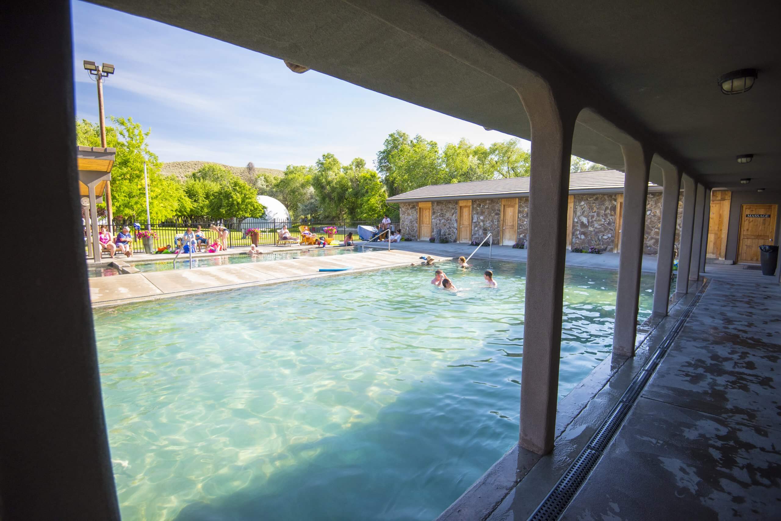 People enjoying Miracle Hot Springs in Buhl, Idaho.
