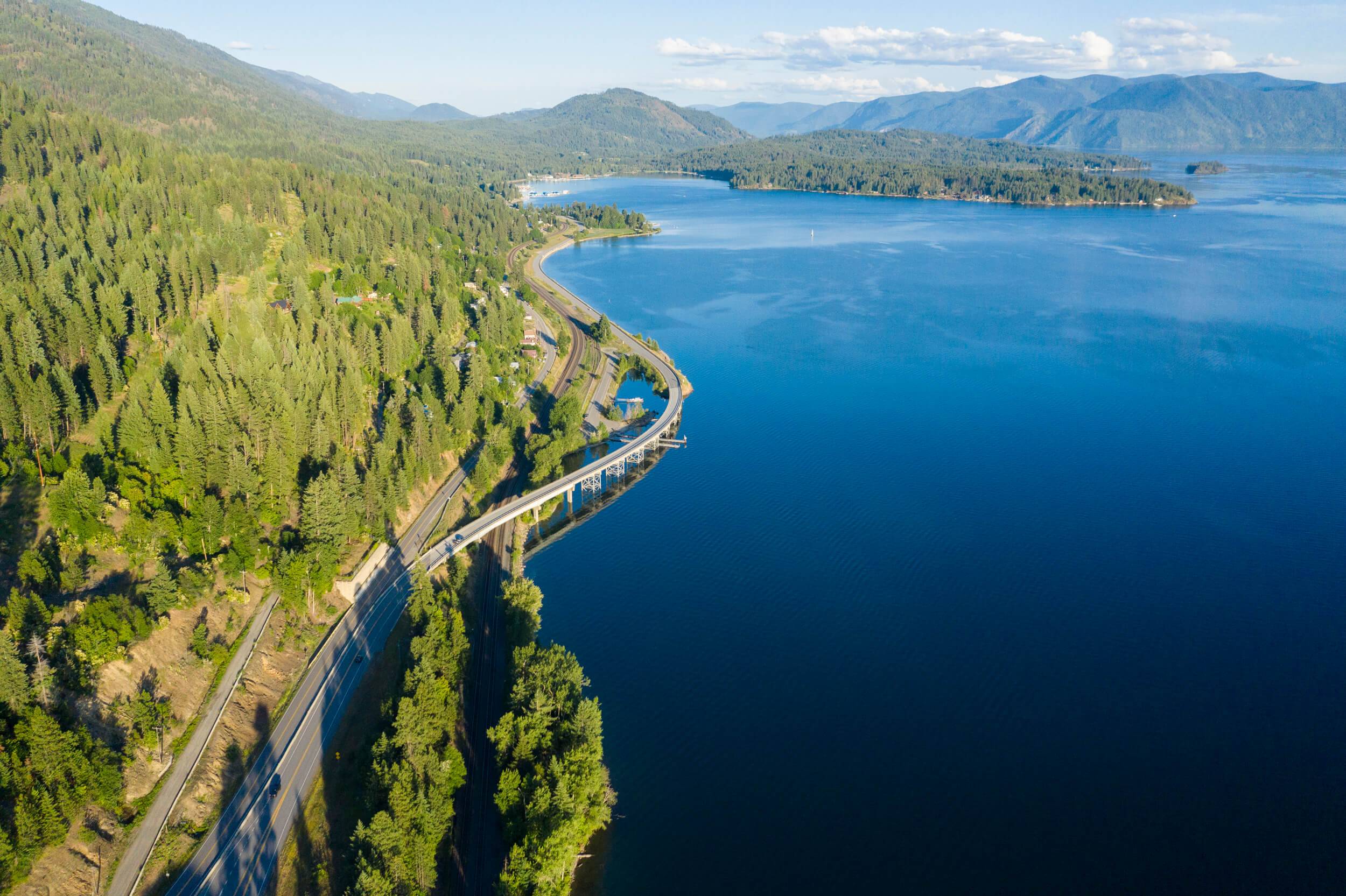 Aerial view of Pend Oreille Scenic Byway.