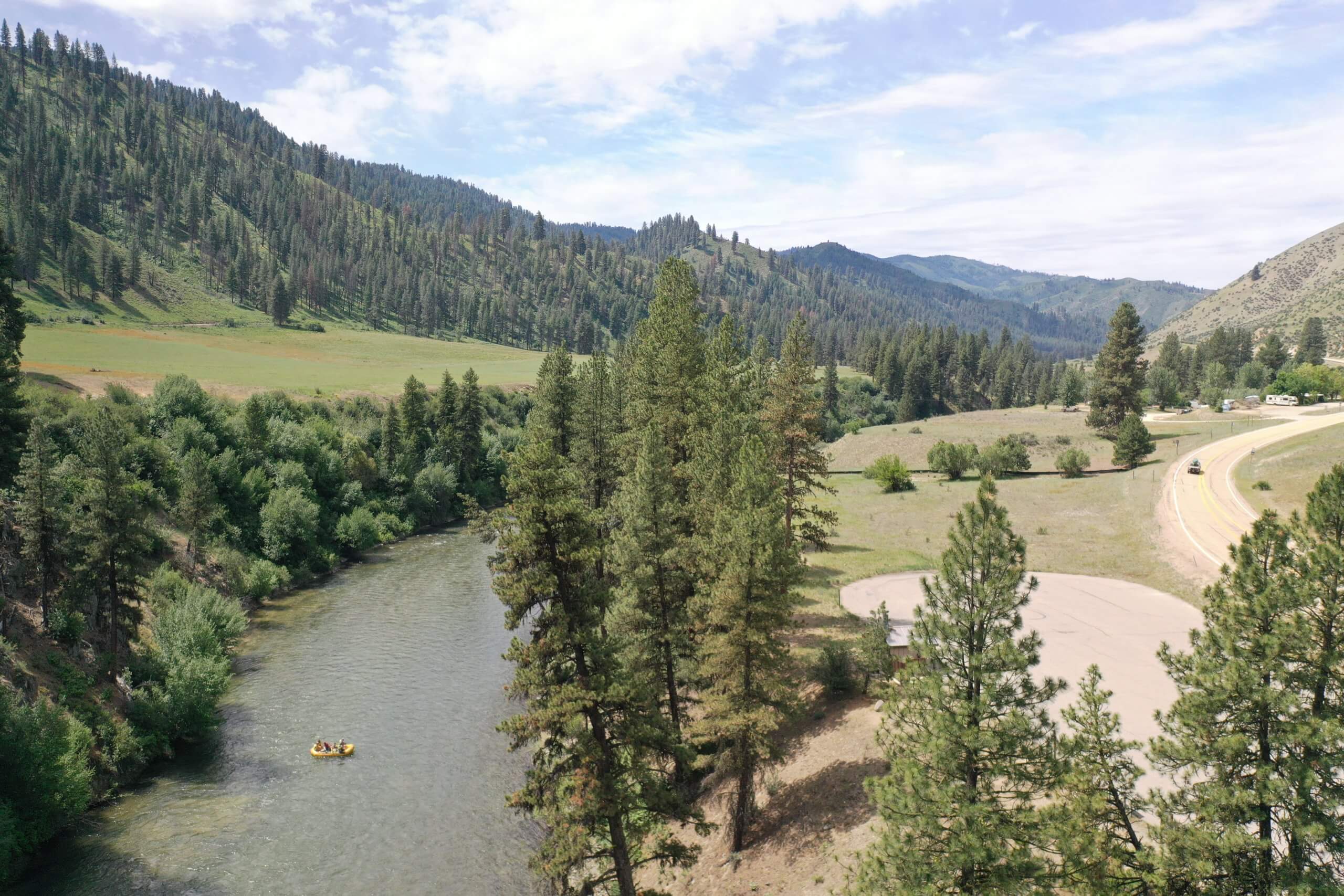 An aerial view of the South Fork of the Payette River.