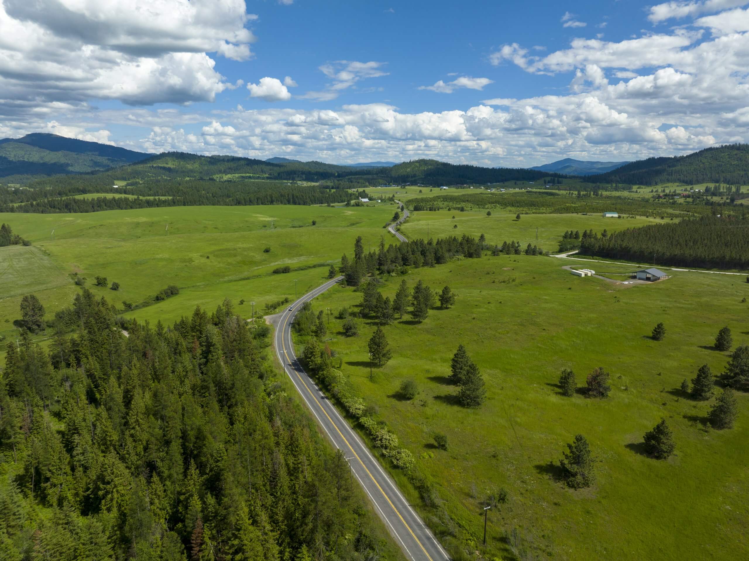 Aerial view of Lake Coeur d’Alene Scenic Byway.