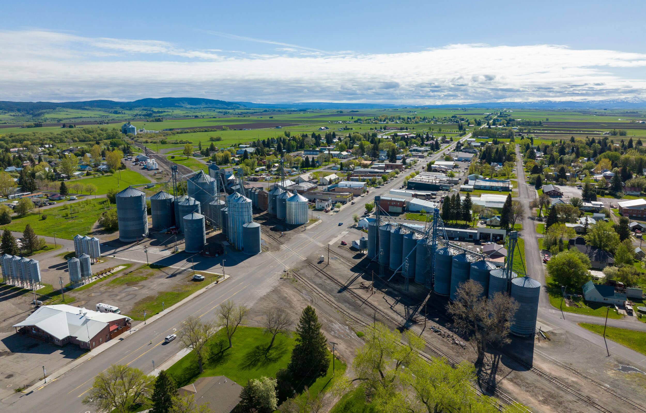 Aerial view of Ashton, Idaho.