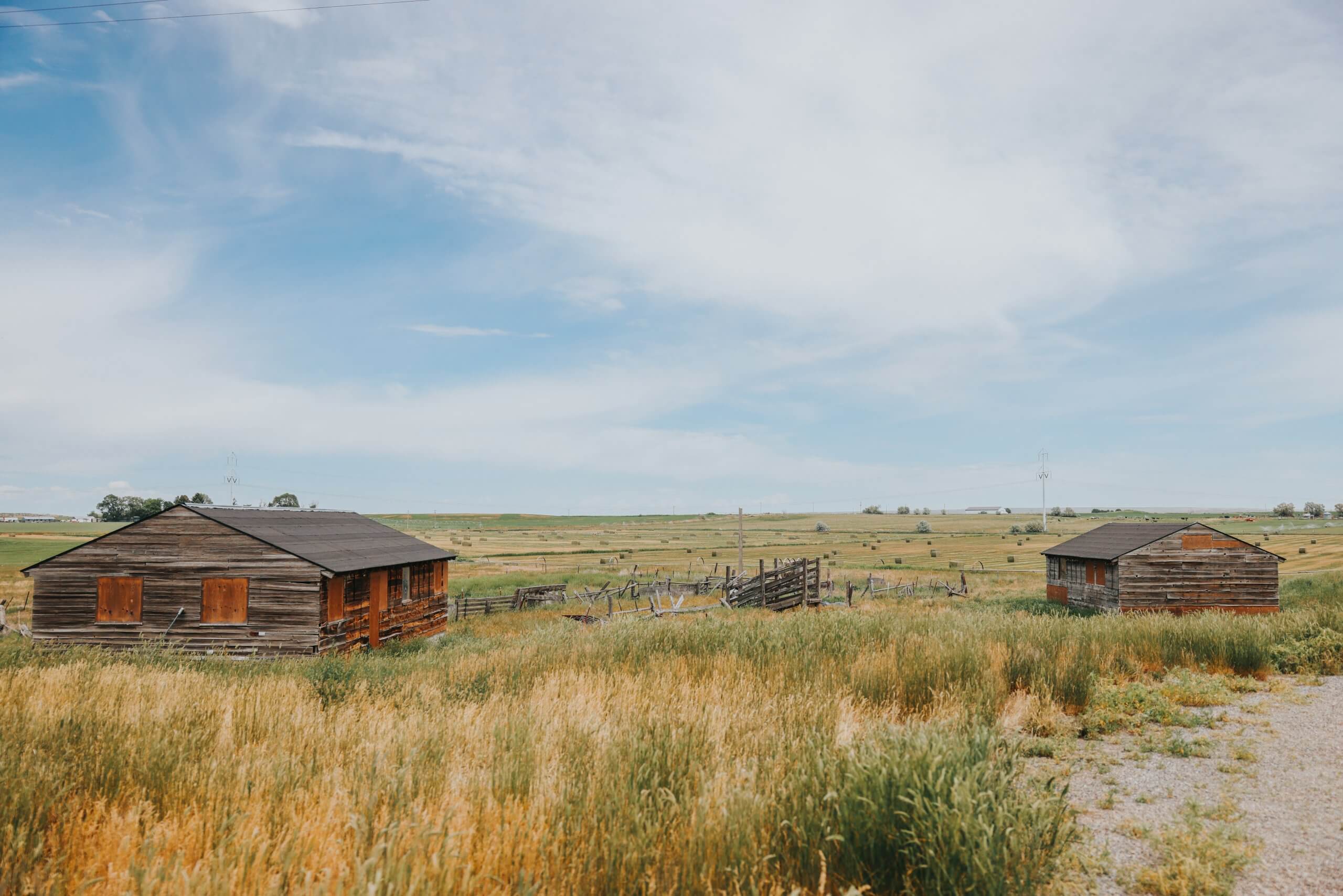 Historic buildings found at the Minidoka Historic Site in the fall.