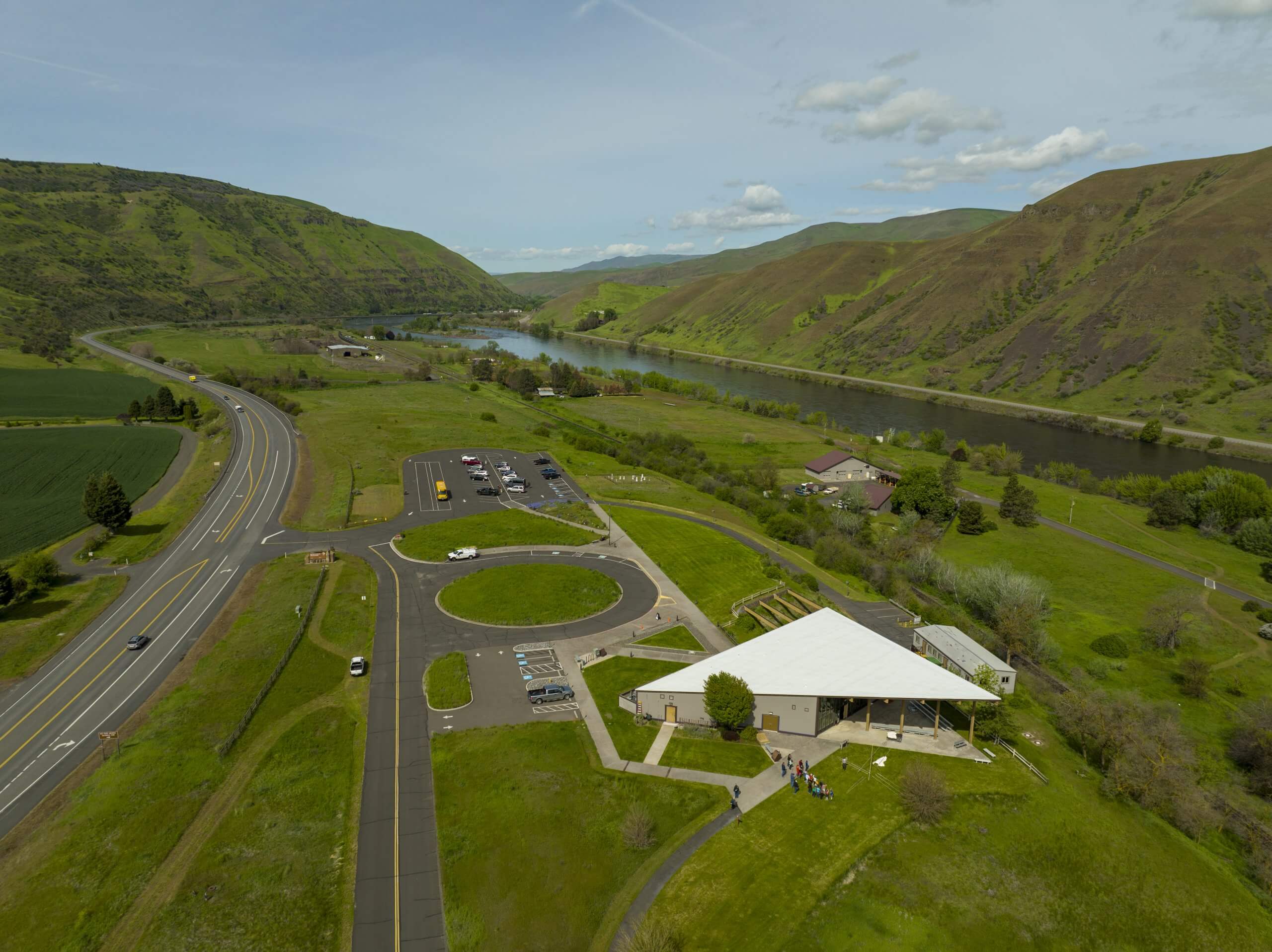 Aerial view of Nez Perce National Historical Park Visitor Center.