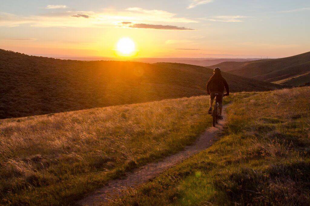 Mountain biker at sunset in Boise Foothills