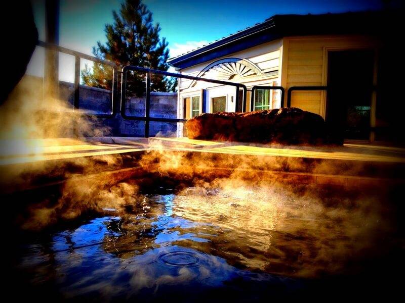 Steaming water at Roystone Hot Springs.