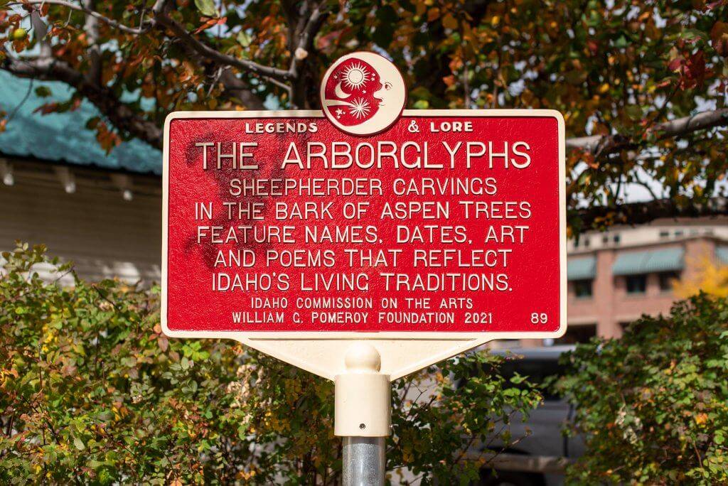 large red sign explaining what arborgylphs are