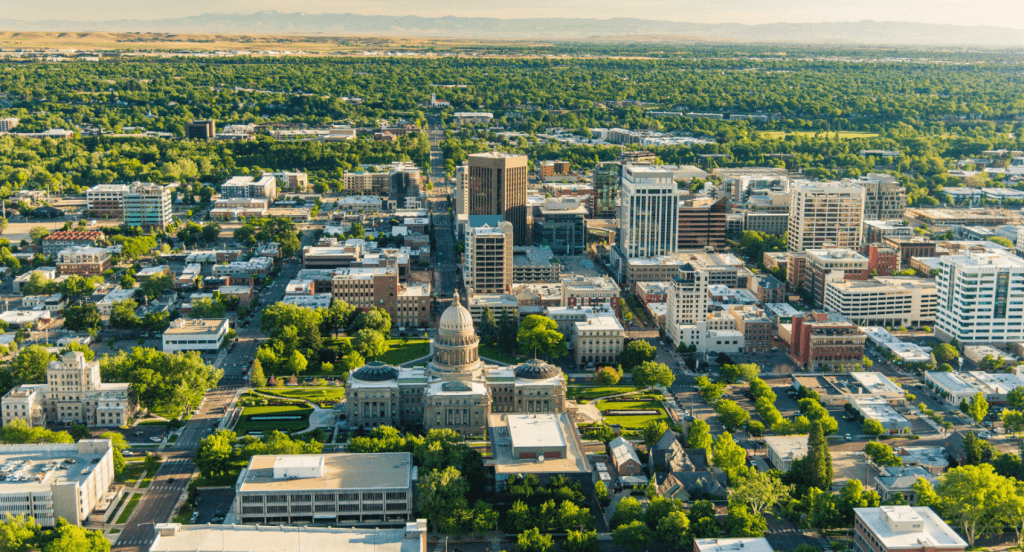 arial view of downtown Boise