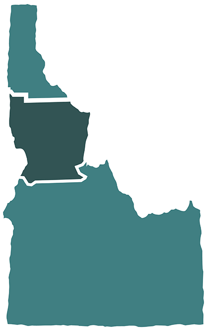 Teal outline of Idaho highlighting region two.