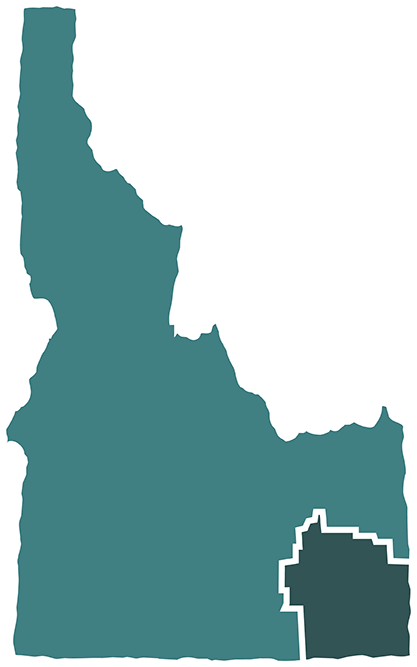 Teal outline of Idaho highlighting region five.